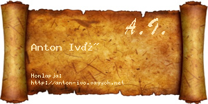 Anton Ivó névjegykártya